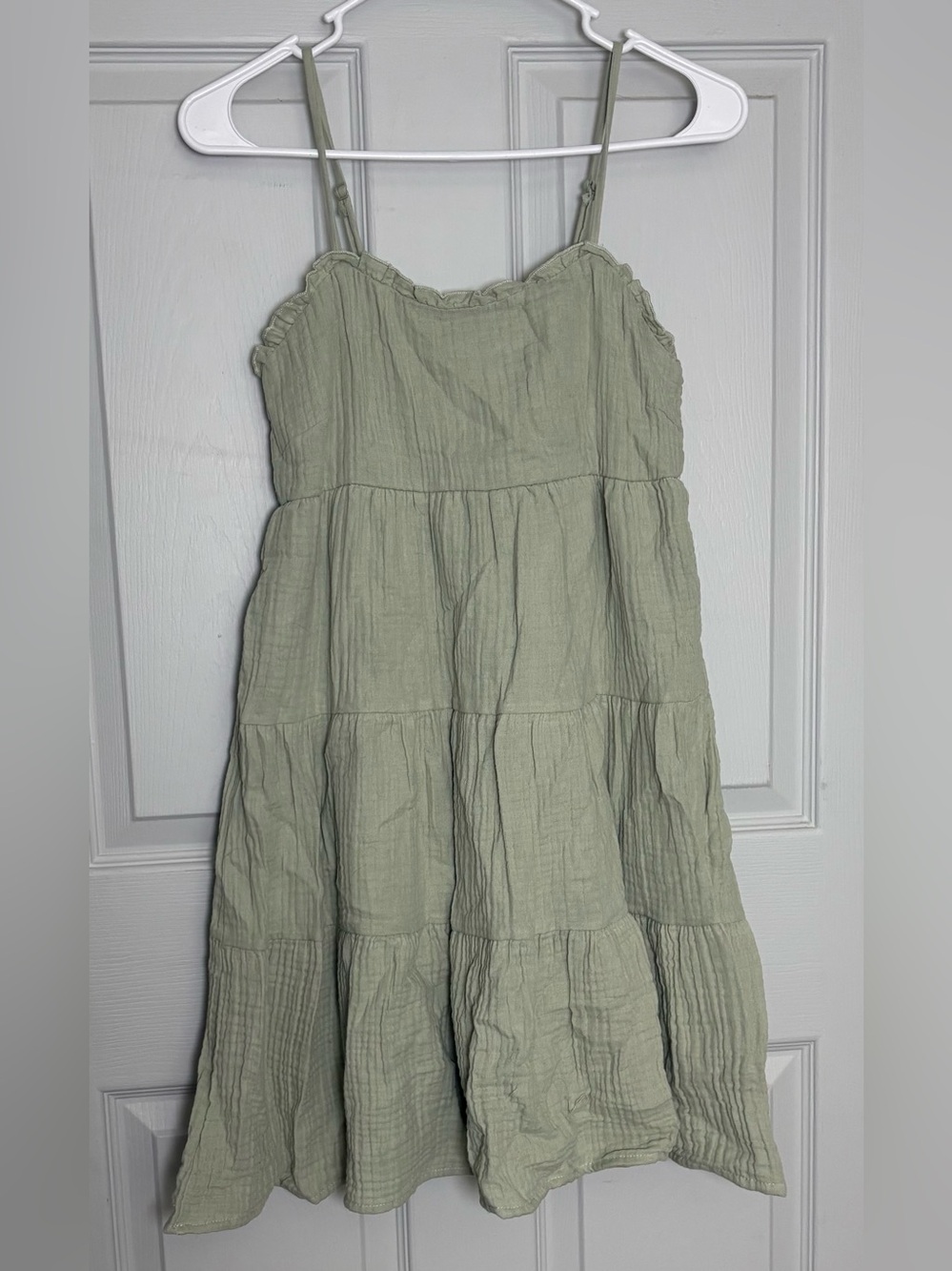 Light Sage Tiered Sundress with Adjustable Straps